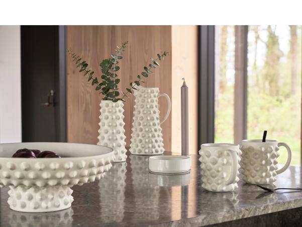 Bitz Villa Collection Halo Candlestick 16 X 12 X 3.6 Cm Offwhite