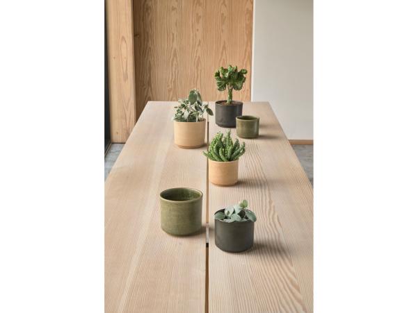 Bitz Villa Collection Leer Flowerpot Dia 15 X 13 Cm Green