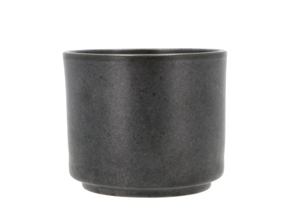 bitz Villa Collection Leer Flowerpot Dia 17 x 15 cm Black metallic