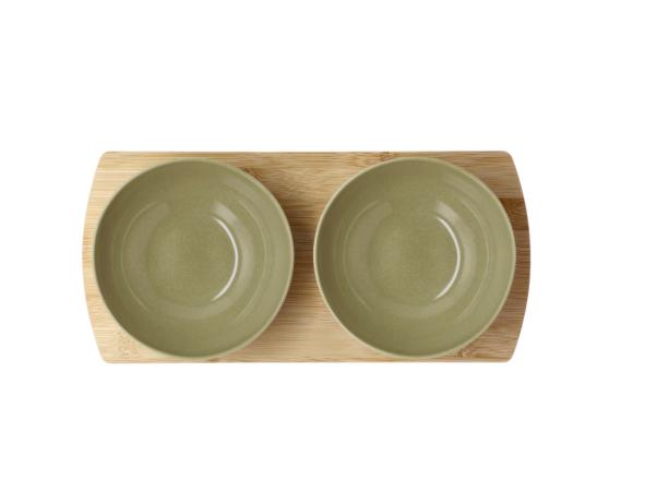 Bitz Villa Collection Shoku Bamboo Tray With 2 Bowls 28 5 X 13 Cm Pure Green