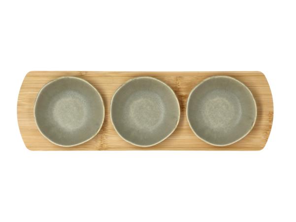 Bitz Villa Collection Shoku Bamboo Tray With 3 Bowls 32 X 10 Cm Pure Green
