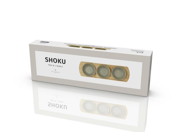 Bitz Villa Collection Shoku Bamboo Tray With 3 Bowls 32 X 10 Cm Pure Green