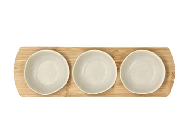 Bitz Villa Collection Shoku Bamboo Tray With 3 Bowls 32 X 10 Cm Soft Beige