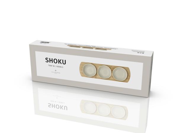Bitz Villa Collection Shoku Bamboo Tray With 3 Bowls 32 X 10 Cm Soft Beige