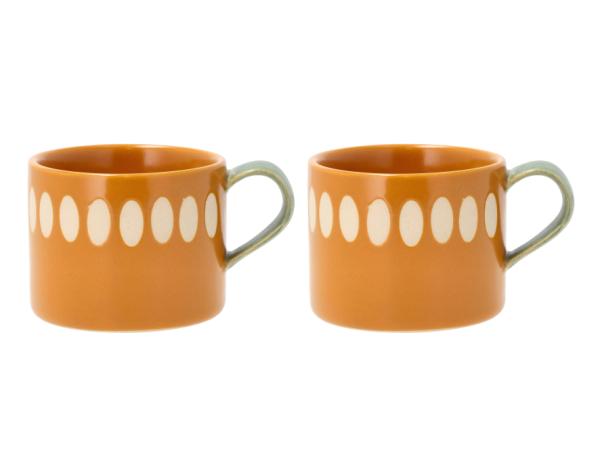 bitz Villa Collection Styles Mug w. handle Dia 11.5 x 6.5 cm 0.2 liter 2 pcs Amber/Green