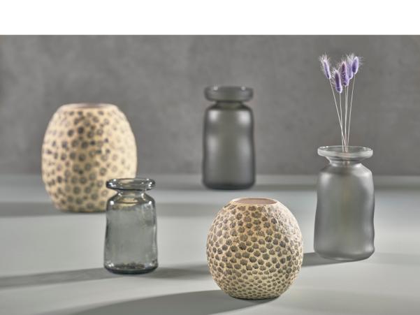 Bitz Villa Collection Taia Decoration Vase Dia 18.5 X 20 Cm Cream/Grey