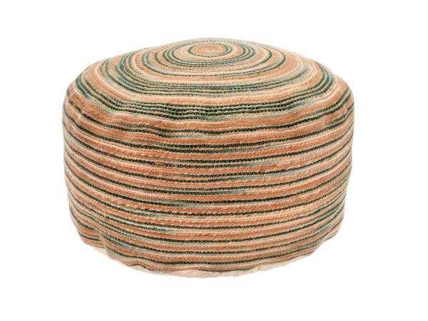 bitz Villa Collection Vem Pouf Dia 60 x 30 cm Green/Nature/Rose
