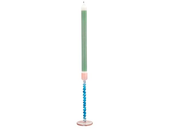 Bitz Villa Collection Vivid Glass Candlestick Dia 7.4 X 20.3 Cm Blue/Rose