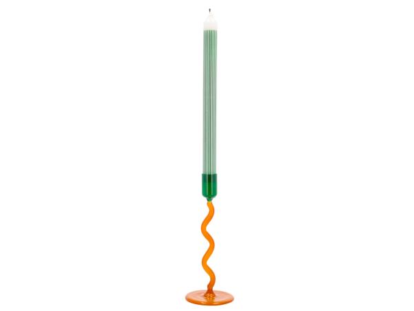 Bitz Villa Collection Vivid Glass Candlestick Dia 8.5 X 19.6 Cm Green/Amber