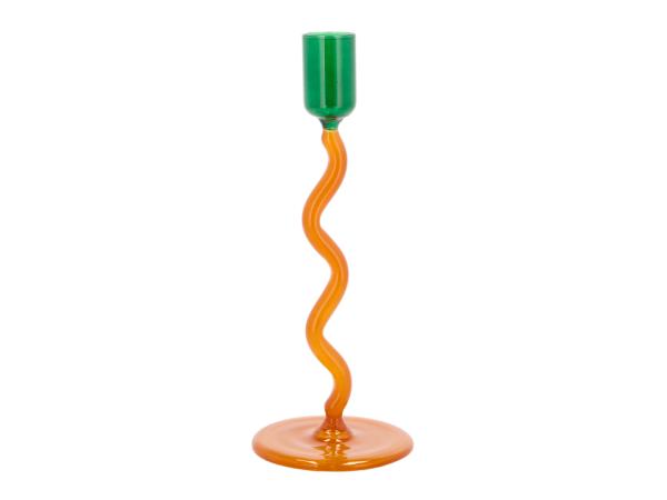bitz Villa Collection Vivid Glass candlestick Dia 8.5 x 19.6 cm Green/Amber