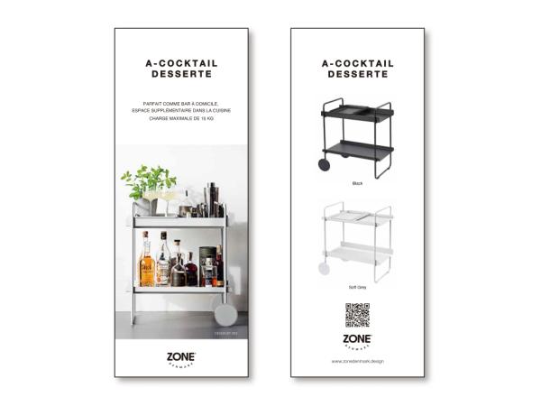 bitz Zone Denmark A-Cocktail Trolley Product Sign Retail FR 8 5 x 22 cm