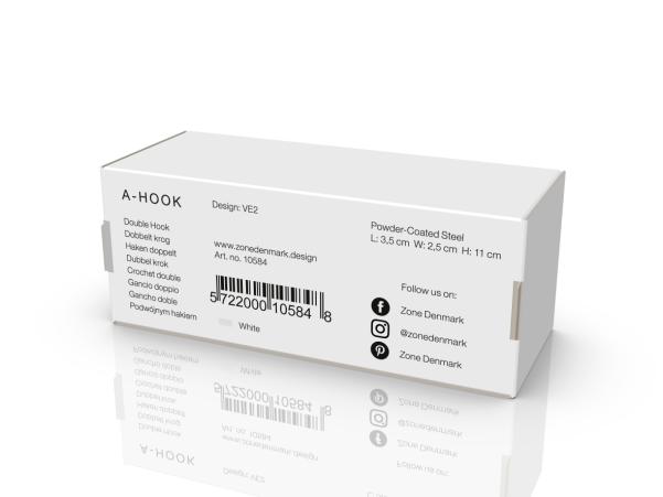 Bitz Zone Denmark A-Double Hook Double Hook 3.5 X 2.5 X 11 Cm White