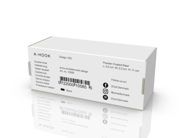 Bitz Zone Denmark A-Double Hook Double Hook 3.5 X 2.5 X 11 Cm Black