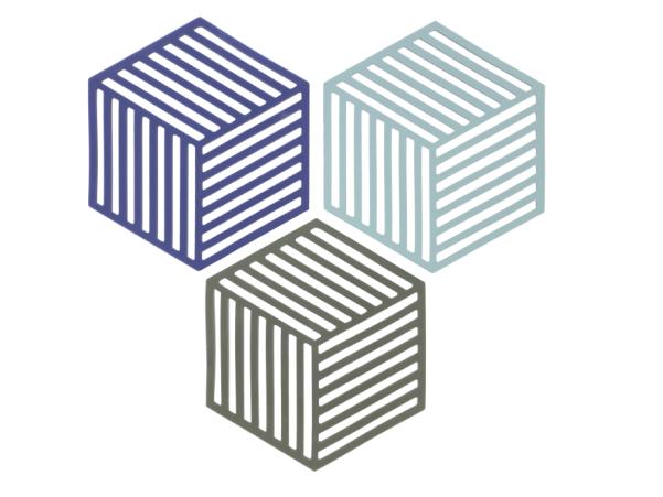 Bitz Zone Denmark Hexagon Trivet 16 X 14 X 0.9 Cm 3 Pcs Indigo/Fog/Olive Taupe