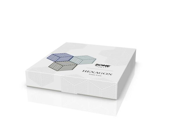 Bitz Zone Denmark Hexagon Trivet 16 X 14 X 0.9 Cm 3 Pcs Indigo/Fog/Olive Taupe