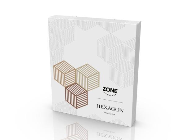 Bitz Zone Denmark Hexagon Trivet 16 X 14 X 0.9 Cm 3 Pcs Khaki/Warm Sand/Almond