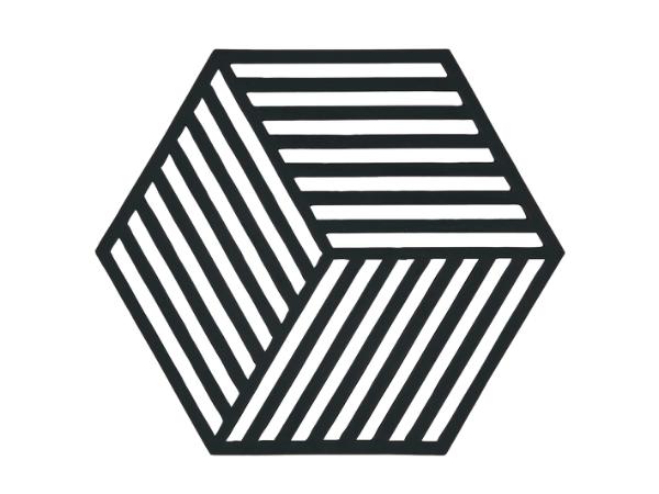 bitz Zone Denmark Hexagon Trivet 16 x 14 x 0.9 cm Black