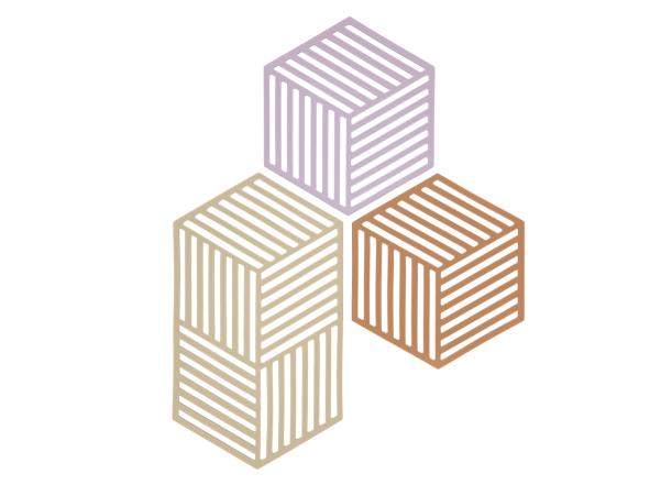 Bitz Zone Denmark Hexagon Trivet 3 Pcs Lupine/Warm Sand/Light Terracotta