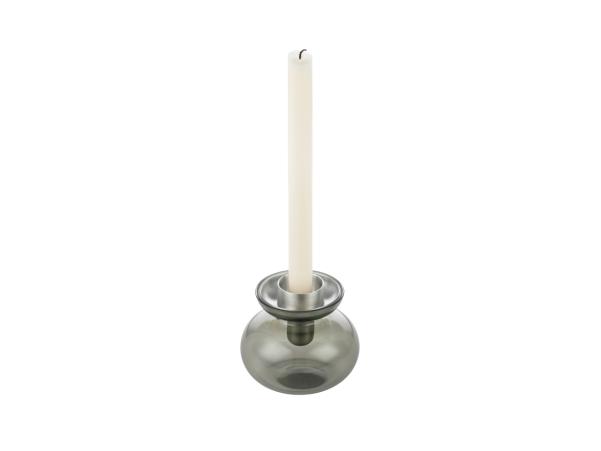 Bitz Zone Denmark Inu Vase/Candleholder Dia 11 X 10 Cm Smoked Grey/Steel