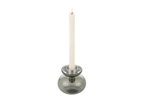 Bitz Zone Denmark Inu Vase/Candleholder Dia 11 X 10 Cm Smoked Grey/Steel