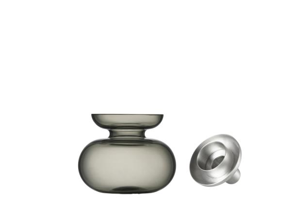 bitz Zone Denmark Inu Vase/Candleholder Dia 11 x 10 cm Smoked Grey/Steel