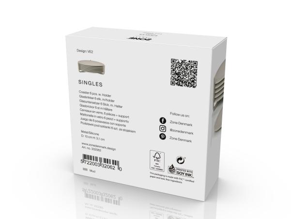 Bitz Zone Denmark Singles Coasters Dia. 10 X 3.1 Cm 6 Pcs Mud