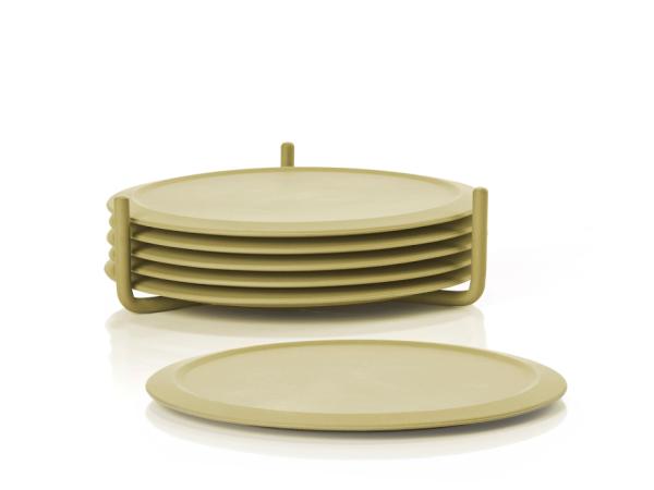 bitz Zone Denmark Singles Coasters Dia 10 x 3.1 cm 6 pcs Leek Green