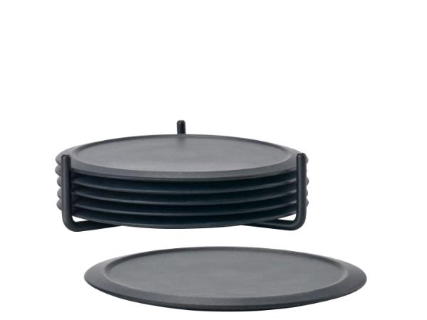 bitz Zone Denmark Singles Coasters Dia. 10 x 3.1 cm 6 pcs Black