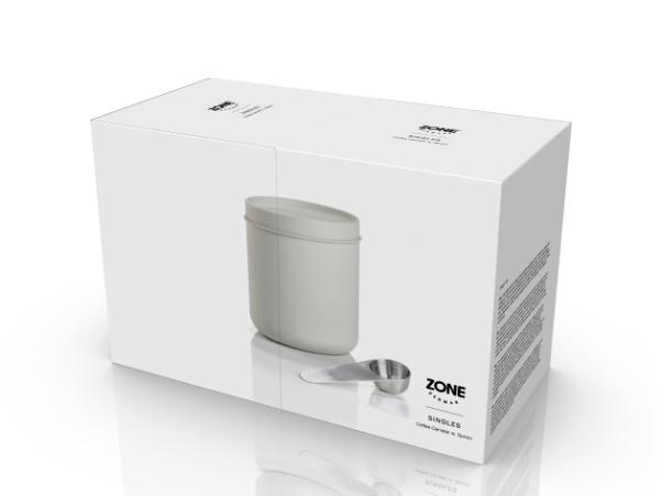 Bitz Zone Denmark Singles Coffee Canister With Spoon Dia 12 X 14 Cm 1 1 Liter 2 Parts Warm Grey