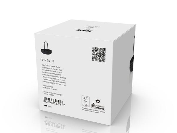 Bitz Zone Denmark Singles Egg Cup W. Holder Dia 11.2 X 9.5 Cm 4 Pcs Black