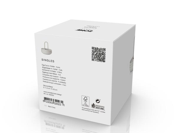 Bitz Zone Denmark Singles Egg Cup W. Holder Dia 11.2 X 9.5 Cm 4 Pcs Warm Grey