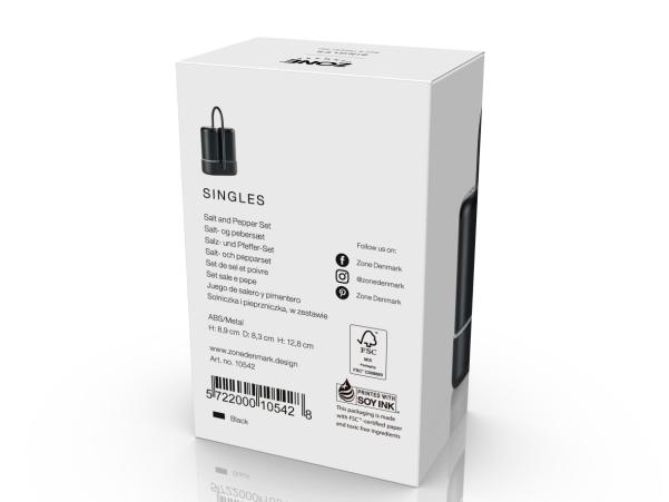 Bitz Zone Denmark Singles Salt/pepper Set 6.5 X 3.3 X 8.9 Cm Black