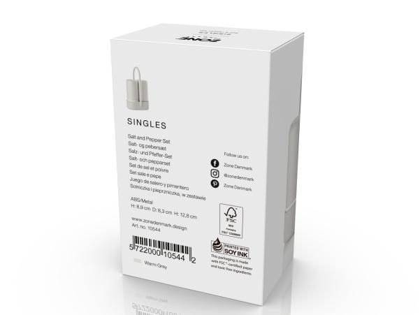 Bitz Zone Denmark Singles Salt/pepper Set 6.5 X 3.3 X 8.9 Cm Warm Grey