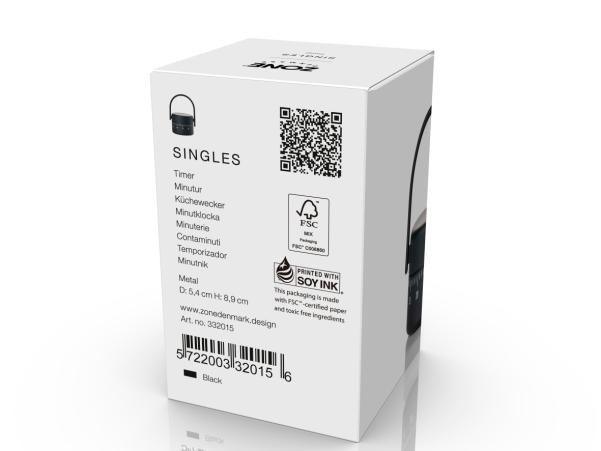 Bitz Zone Denmark Singles Timer Dia. 5.4 X 8.9 Cm Black