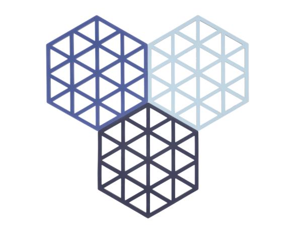 bitz Zone Denmark Triangles Trivet 16 x 14 x 0 9 cm 3 pcs Midnight/Indigo/Blue
