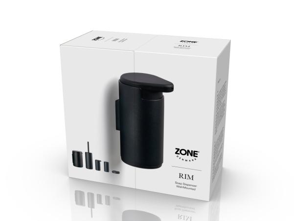 Bitz Zone Rim Soap Dispenser For Wall Dia 8.5 X 14.4 Cm Black