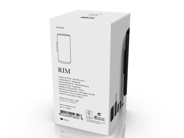 Bitz Zone Rim Toothbrush Mug For Wall Dia 7 X 13.6 Cm Black