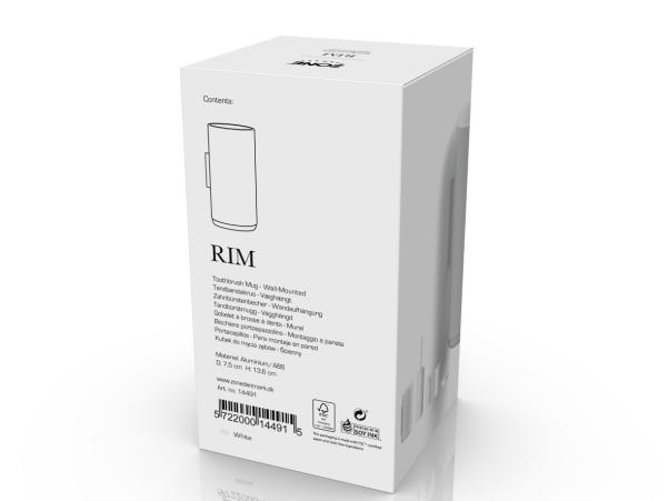 Bitz Zone Rim Toothbrush Mug For Wall Dia 7 X 13.6 Cm White