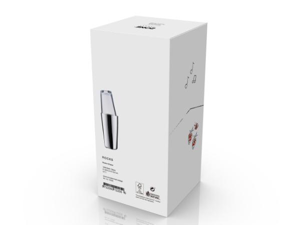 Bitz Zone Rocks Boston Shaker Dia. 9.2 X 29.5 Cm Polished Steel/Glass