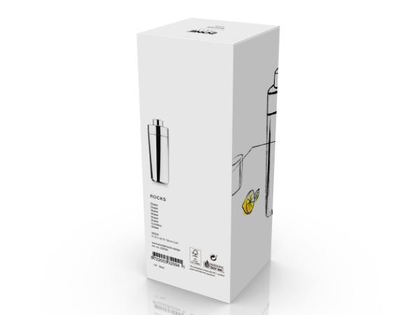 Bitz Zone Rocks Shaker Dia. 7 X 23 Cm 400 Ml Polished Steel