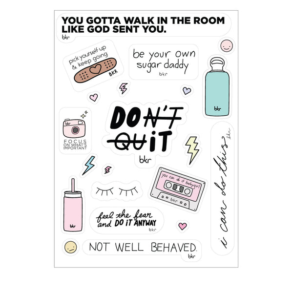 bkr DON'T QUIT STICKER SHEET