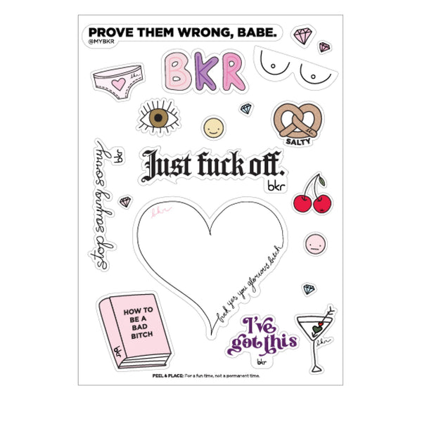 bkr JUST F OFF STICKER SHEET