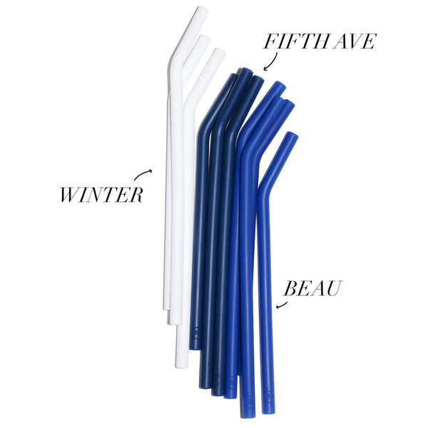 Bkr CUTE BUOY BLUES LITTLE BOTTLE STRAWS 500mL (16 OZ) SET OF THREE