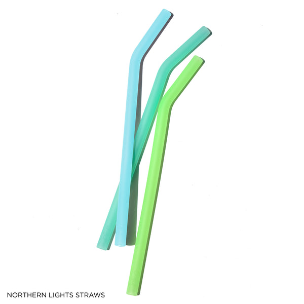 Bkr NORTHERN LIGHTS BIG BOTTLE STRAWS 1L (32OZ) SET OF THREE