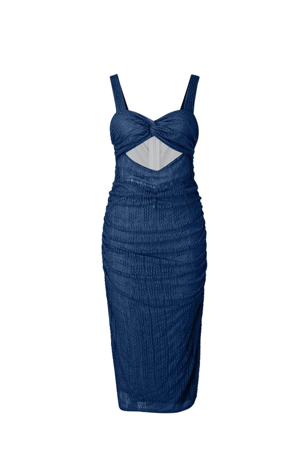 black coral Azure Mirage Midi Dress Navy