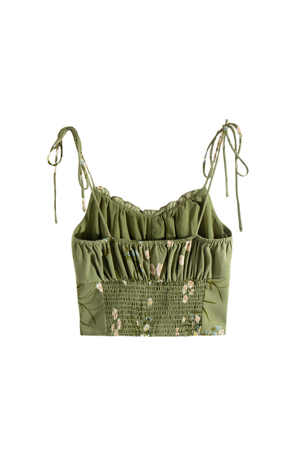 Black Coral Cyra Floral Crop Top Green