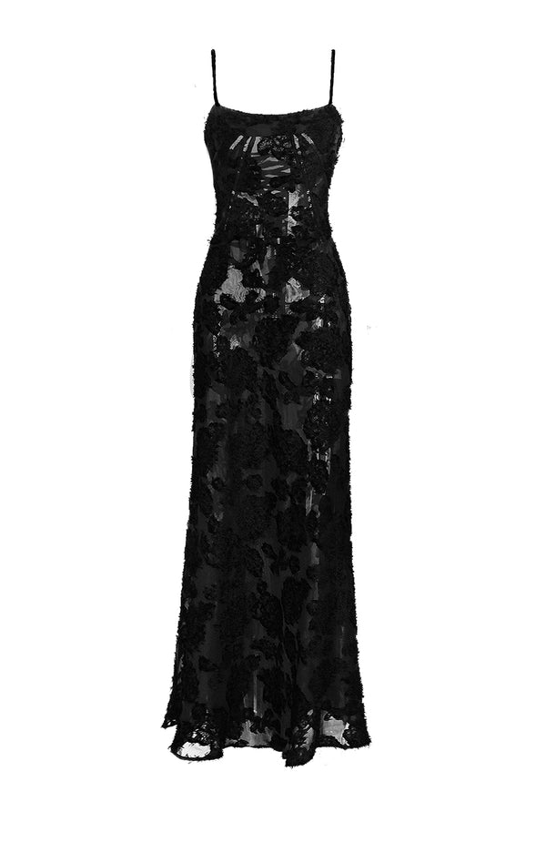 black coral Desiree Sheer Maxi Dress Black