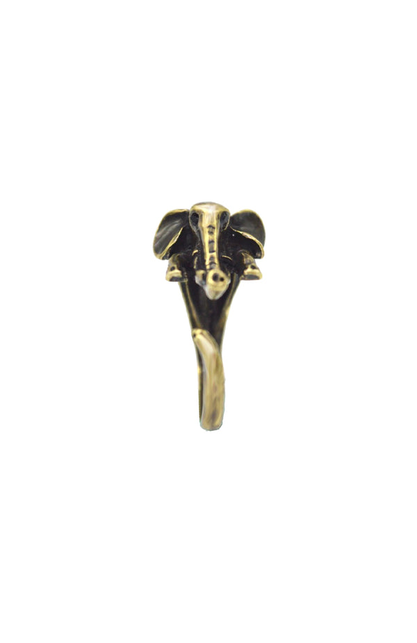 black coral Elephant Antique Bronze Ring