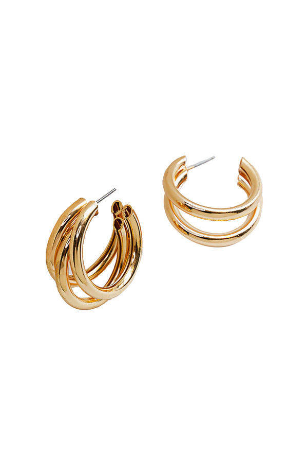 black coral Gold 3 Hoop earrings