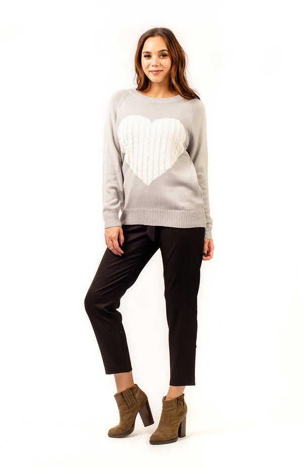 Black Coral Grey Hearts Knitted Jumper
